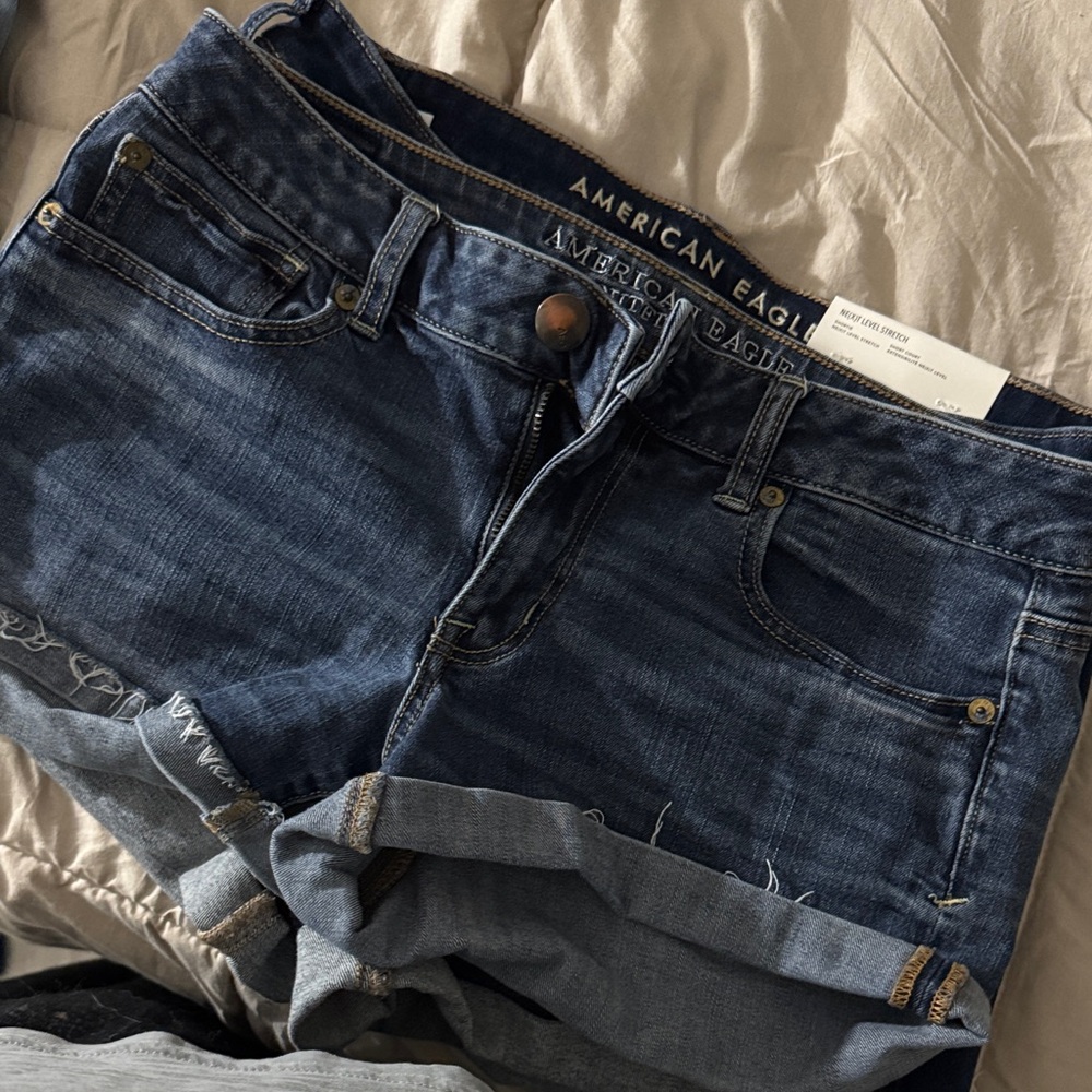 American Eagle Outfitters Dark Blue Rolled Hem Shorts